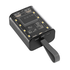 Powerbank z latarką OPEN SOURCE, czarny, transparentny