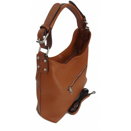 Skórzany Włoski worek ,torba na ramię Vera Pelle miękka ,pojemna Camel VORX12C