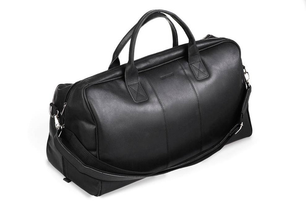 Czarna podróżna torba weekendowa ze skóry BRØDRENE BL10 Kolor wnętrza: Czarny - min. zamówienie 20 / 50 / 100 szt.