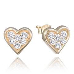 MINET Pozłacane srebrne kolczyki serca z cyrkoniami