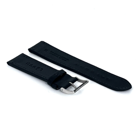 LAVVU Czarny szyty pasek SLIM z luksusowej skóry Top Grain - 24