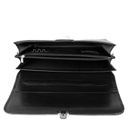 Skórzana aktówka teczka męska na dokumenty czarna - Pavone Nero Como 2270 BL