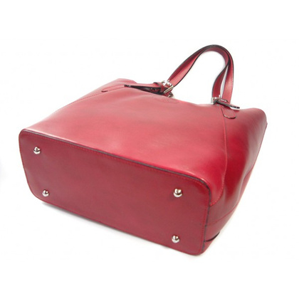 Włoska torebka skórzana na ramię ,Vera Pelle A4,shopper Czerwona V77R