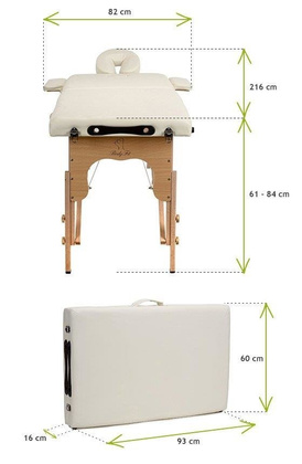 Stół, łóżko do masażu 2-segmentowe drewniane Kremowe