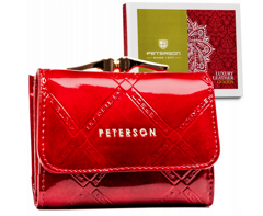 Niewielki skorzany portfel damski na bigiel i zatrzask