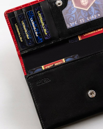 Duży skórzany portfel damski na zatrzask