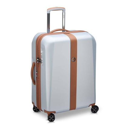 Delsey Promenade Hard średnia srebrna walizka na kółkach 66 cm
