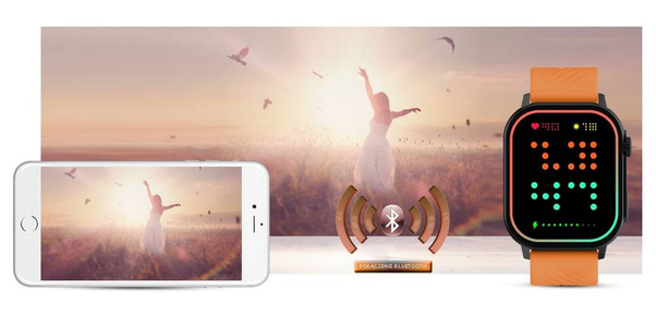 Smartwatch Gravity GT15-2 Pomarańczowy Pasek Silikonowy + Czarna Bransoleta