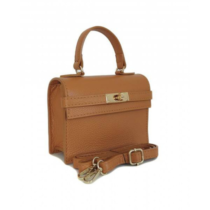 Włoska zgrabna skórzana listonoszka Vera Pelle kuferek,kufereczek Camel VPK321C