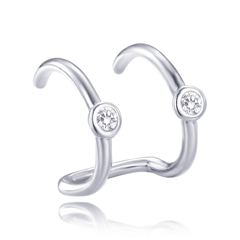 MINET Nowoczesny kolczyk - mankiet srebrny z cyrkoniami