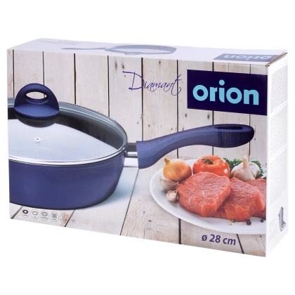 Patelnia diamentowa z pokrywką do smażenia duszenia wysoka 28 cm