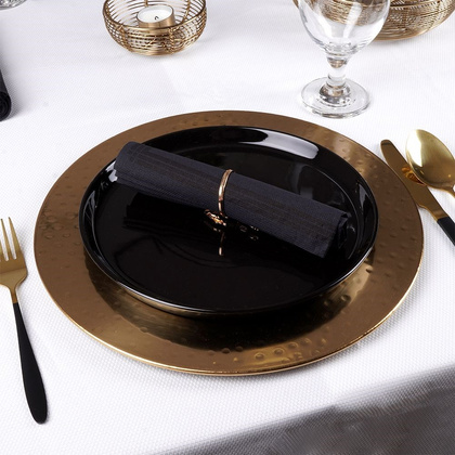 Talerz obiadowy płaski płytki porcelanowy czarny duży 24 cm