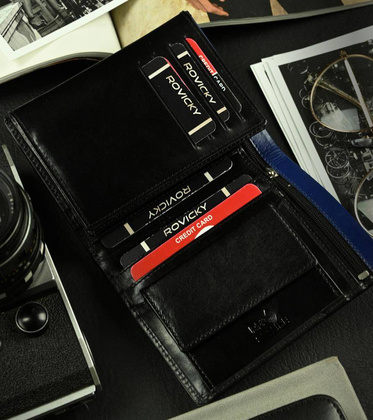 Skórzany portfel z antykradzieżowym zabezpieczeniem