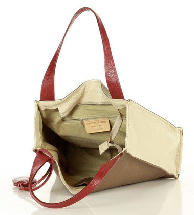 Modny skórzany shopper MAZZINI - Portofino Max multi beż khaki - min. zamówienie 20 / 50 / 100 szt.