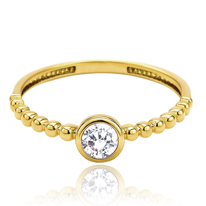 MINET Luksusowy pierścionek z białym cyrkoniem Au 585/1000 rozm. 19 - 1,35g