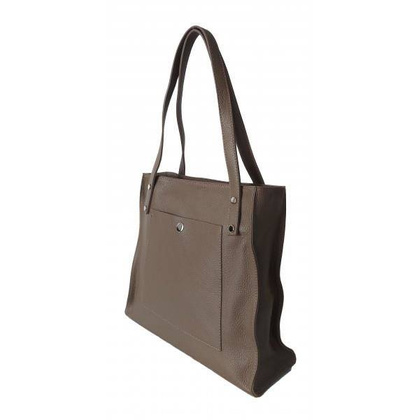 Skórzana Włoska torba na ramię Vera Pelle miękka , pojemna a4 Beżowa WR365T