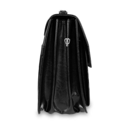 Skórzana teczka męska na laptopa czarna aktówka - Pavone Nero Marsala 2171 BL