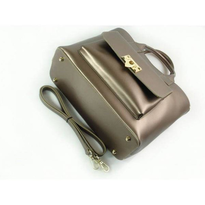 Kuferek złote okucia pojemny A4 Włoska torba do ręki Vera Pelle Miedziana K415BRO KEMER