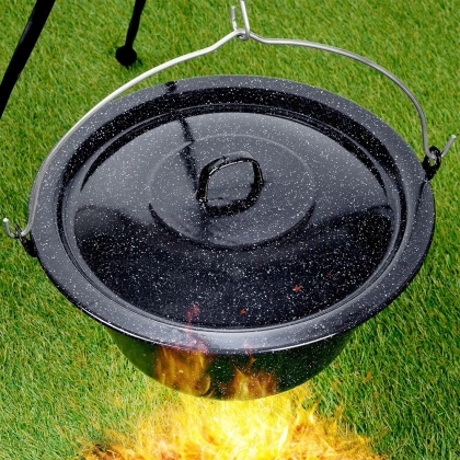 Pokrywka do kociołka emaliowana czarna 34 cm