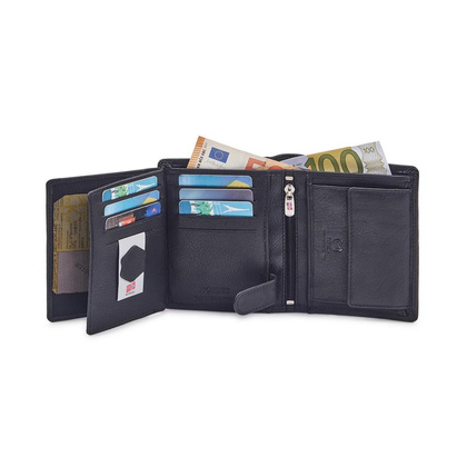 Portfel męski skórzany GW-10 RFID Czarny