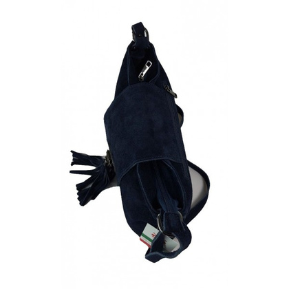 Duża zamszowa listonoszka ,chlebak Vera Pelle ,pojemna przewieszka A5 Granatowaa VPZ55BS