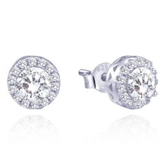 MINET Eleganckie srebrne kolczyki z białymi cyrkoniami