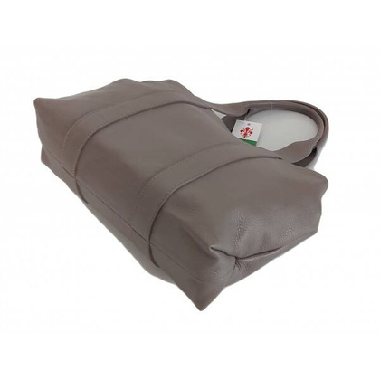 Duża piękna Włoska skórzana torba na ramię pojemna mieści XL ,Vera Pelle Szara VPA78G