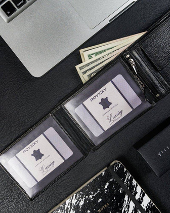 Męski duży portfel skórzany, poziomy