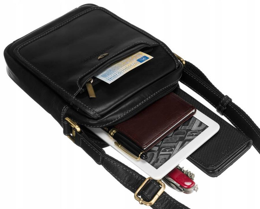 Skorzana listonoszka meska na ramie