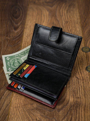 Pionowy portfel męski dwukolorowy, skóra naturalna hq