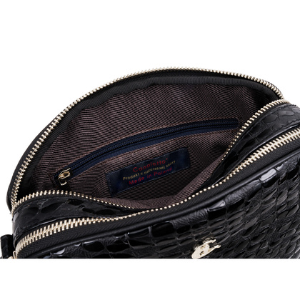 Listonoszka Canaletto ze skóry naturalnej z efektem kropli i srebrnymi wykończeniami TD808s258