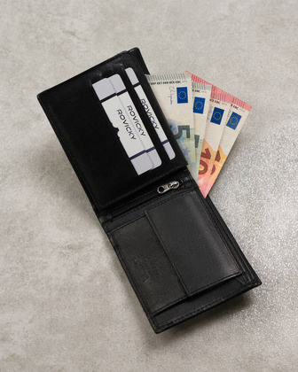 Skorzany portfel meski z zasuwanym schowkiem