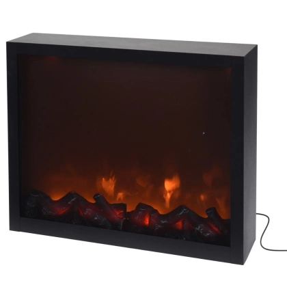 Kominek elektryczny led czarny metalowy 41x35 cm
