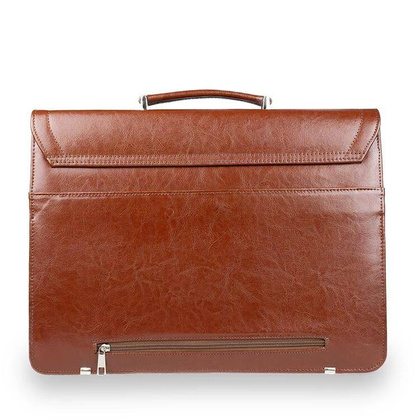 Skórzana teczka męska na laptopa brązowa - Pavone Nero Roma 2140 BR