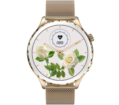 Smartwatch Damski Rubicon RNCF02-2 Złoto-Złoty + Różowy Silikonowy Pasek