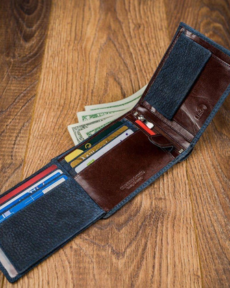 Piękny kolorowy portfel męski skórzany