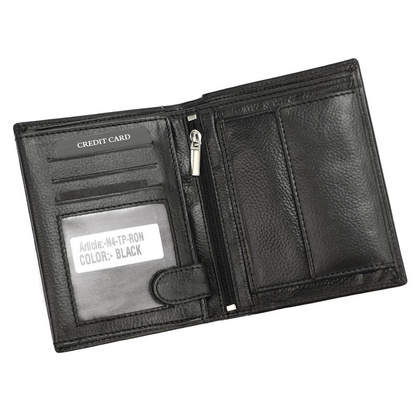 CZARNY SKÓRZANY PORTFEL MĘSKI DUŻY PIONOWY SKÓRA