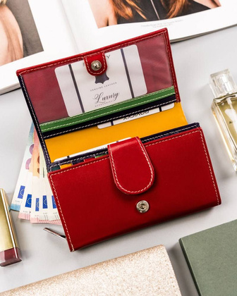 Stylowy portfel z kolorowej skóry naturalnej