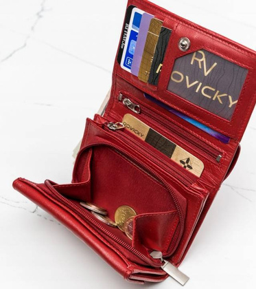 Skorzany pojemny portfel damski