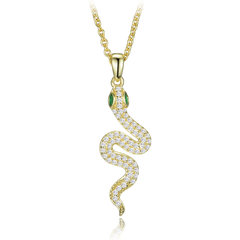 MINET Pozłacany srebrny naszyjnik wąż z cyrkoniami