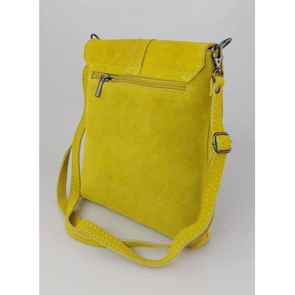 Zamszowa listonoszka Vera Pelle ,pojemna przewieszka format A5 Żółta LK44GIA