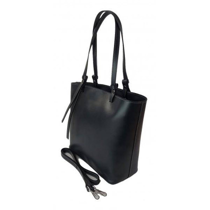 Torebka na ramię Vera Pelle ,Włoski skórzany kuferek format A4, Grafitowa,Szara KM446G