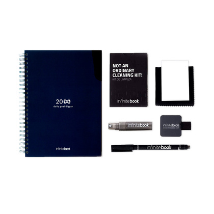 STARTER KIT INFINITE PLANNER A5. Zestaw zawiera „Infinite Diary”, zestaw do czyszczenia, marker i uchwyt na marker