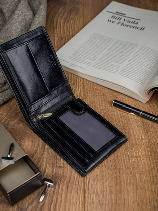 Skórzany portfel męski z systemem rfid