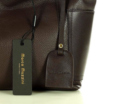 Skórzana torba damska w trapez na ramię sholder genuine leather bag - MARCO MAZZINI ciemny brąz caffe - min. zamówienie 20 / 50 / 100 szt.