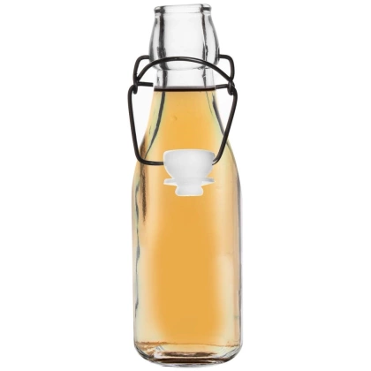 Butelka szklana okrągła z klipsem korkiem na oliwę alkohol syrop 0,29 l