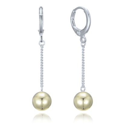 MINET Kolczyki wiszące srebrne w połączeniu z pozłacanymi kulkami