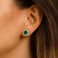 Kolczyki ze stali szlachetnej pozłacane 14k złotem, z cyrkoniami KST3415