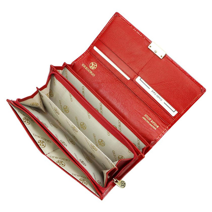 Portfel damski skórzany LS-122 Czerwony Duży