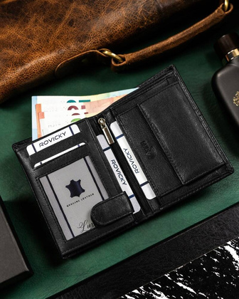 Duzy skorzany portfel meski bez zapiecia